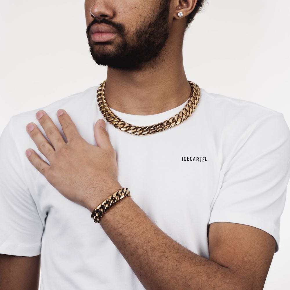 Heavy Miami Cuban Link Chain – Anti-Tarnish 14K Gold Finish, Stainless Steel, 18mm X 36"